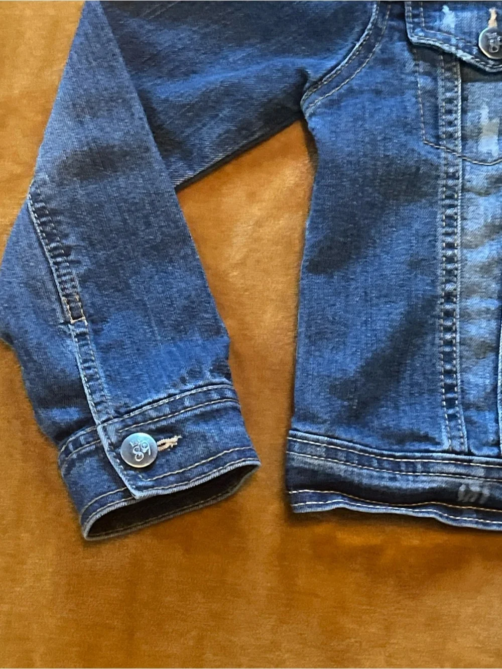 Children's Place Blue Jean Jacket Girls Size 5/6 Snap Front Denim Pockets School